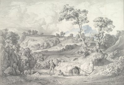 منظر جنوبي مع رجل وثعبان ، 1847. بواسطة هاينريش دريبر