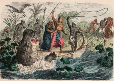 مصر القديمة: فرعون يصطاد فرس النهر ، 1866 بواسطة هاينريش لوتيمان
