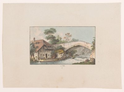 منظر لمنزل بالقرب من جسر في أورب à Orbe (العنوان على الكائن) مشاهد من سويسرا (عنوان المسلسل) Collection de quelques vues dessinées en Suisse d