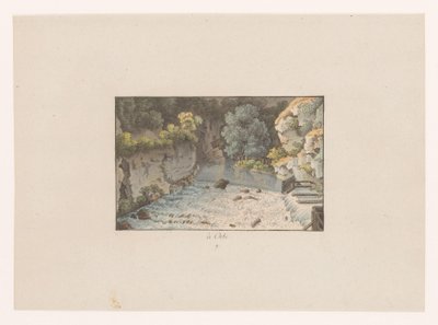 منظر لشلال في Orbe à Orbe (العنوان على الكائن) مشاهد من سويسرا (عنوان المسلسل) Collection de quelques vues dessinées en Suisse d