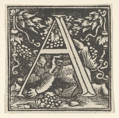 الحرف الأولي A مع putto ، ca. 1538. بواسطة هاينريش فوجثيرر
