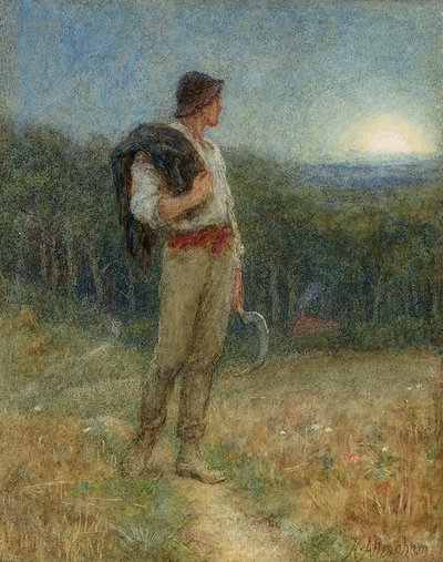 Harvest Moon ، `` globed in mellow splendor &39;&39; ، 1879 (قلم رصاص ، مرحاض وجسم بلون على ورق) (انظر أيضًا 149129) بواسطة هيلين ألينجهام