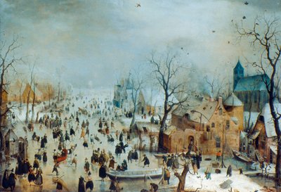 مشهد الشتاء مع المتزلجين الجليد ، c1608 بواسطة هندريك أفركامب