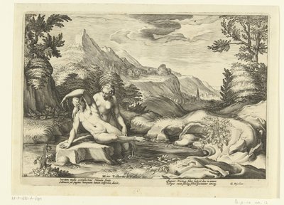 Salmacis en Hermaphroditus Ovid's Metamorfosen (عنوان السلسلة) بواسطة هندريك جولتزيوس (ورشة عمل)
