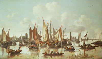 السفن الهولندية في ميناء دوردريخت بواسطة Hendrick de Meyer