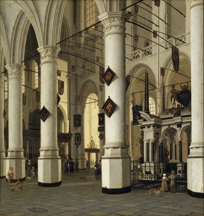 Interior de la nouvelle eglise de Delft - التصميم الداخلي لـ Nieuwe Kerk ، Delft ، بواسطة Vliet ، Hendrick Cornelisz. من (1611-1675). زيت على خشب. الأبعاد: 41 * 39 سم. المتحف الوطني ستوكهولم بواسطة Hendrik Cornelisz. van Vliet