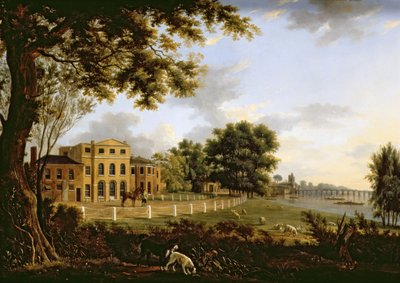 منظر لمزرعة تشيلسي مع نهر التايمز وجسر باترسي ، 1790 بواسطة هندريك فرانس دي كورت