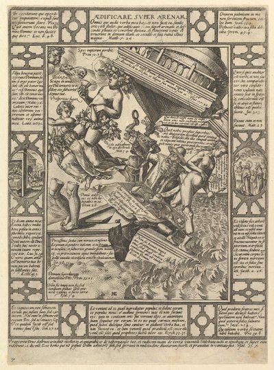 Aedificare Super Arenam ، من قصص الإيمان المسيحي ، من Christian and P ... ، 1575-1617. بواسطة هندريك جولتزيوس