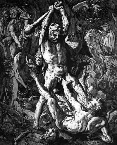 هرقل وكاكوس بواسطة Hendrik Goltzius