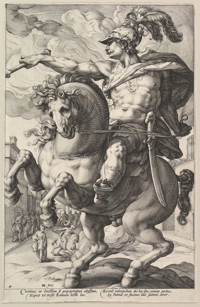 ماركوس كورتيوس ، من سلسلة The Roman Heroes ، 1586. بواسطة هندريك جولتزيوس