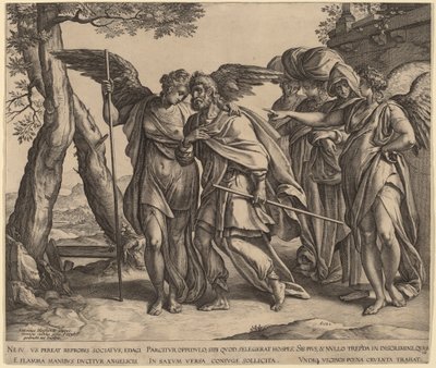ترك لوط وبناته سدوم بواسطة Hendrik Goltzius after Anthonie van Blocklandt
