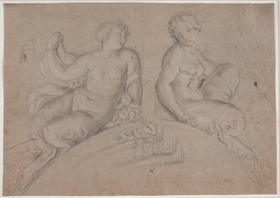 شخصيتان من الساتير (fauns) على قوس مقطعي بواسطة هنريك كروك