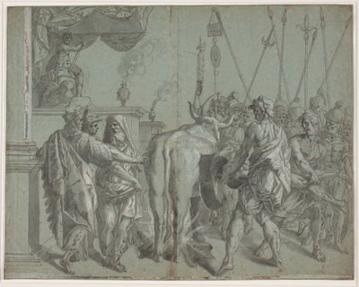 يحيط الطاغية Phalarus of Agrigento النحات Parillus في ثوره البرونزي المتوهج بواسطة هنريك كروك