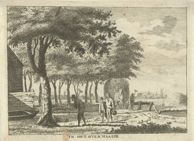 مزارعون على قطعة أرض في Overmaasse (العنوان على الكائن) المناظر الطبيعية في منطقة Schieland (عنوان المسلسل) بواسطة هنريك رووسينج