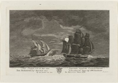 سيكستروه صيد ماريان ، 1782 صيد سفينة بحر البلطيق الإنجليزية المأخوذة من ماريان النقيب. Phielskerk من قبل Zierikzeesche Kaper Capt. J: W: Sextroh في مساء يوم 20 نوفمبر Anno 1782 (العنوان على الكائن) بواسطة هنريك رووسينج