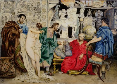 "الاختيار بين أنثى عبدة أو مزهرية" ، رسم توضيحي من "La Femme Esclave ؛ منشور في فيينا ، 1878 بواسطة هنريك سيميردزكي