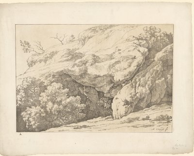 الصخور مع الشجيرات Tentamina Lithographica (عنوان السلسلة) المناظر الطبيعية الإيطالية (عنوان المسلسل) بواسطة هنريك فوغد