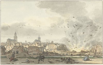 انفجار كرويثويس في دلفت ، 12 أكتوبر 1654 بواسطة هندريك دي وينتر (توقيع الفنان)
