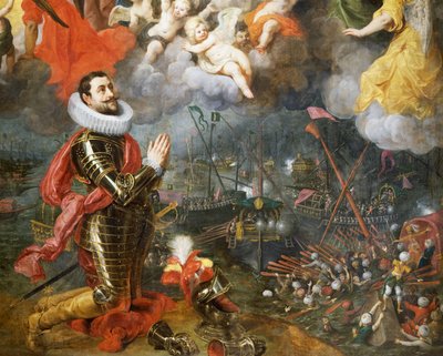 دون ألفارو دي بازان يشكره بعد الانتصار على الأتراك عام 1580 ، رسمه هندريك فان بالين (1575-1632) بواسطة هندريك فان الأكبر بالين