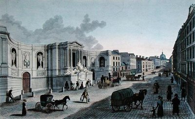 منظر للنافورة على شارع دو جرينيل ، فوبورج سان جيرمان ، نقش بواسطة جريمبيرجن ، حوالي 1815-20 (نقش ملون) بواسطة هنري (بعد) Courvoisier Voisin