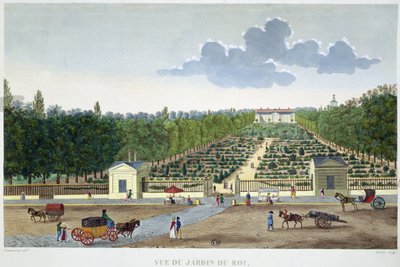 منظر ل Jardin du Roi في باريس من جسر أوسترليتز ، نقش بواسطة كلود فورتييه (1775-1835) (نقش ملون) بواسطة هنري (بعد) Courvoisier Voisin