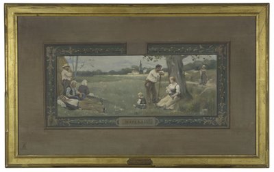 رسم تخطيطي لقاعة الزواج في مبنى بلدية المنطقة 14: الأمومة، في عام 1889 (لوحة زيتية على قماش) بواسطة هنري أدريان تانوكس
