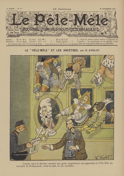 بيليه ميلي والأسلاف. رسم توضيحي لـ Le Pele-Mele ، 1902 بواسطة هنري أفلوت