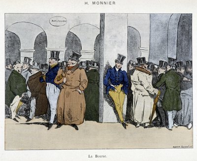 رجال الأعمال في بورصة باريس - رسم هنري مونييه ، أوائل القرن التاسع عشر بواسطة هنري بونافنتشر منير