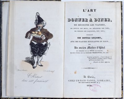 الجزء الأمامي من كتاب "L&39;Art de Donner A Diner" ، الذي نشره Honore de Balzac (1799-1850) ، 1828 بواسطة هنري بونافنتشر منير