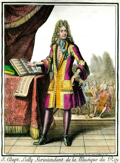 صورة على قدم جان بابتيست لولي (جيوفاني باتيستا لولي) (1632-1687) المشرف على موسيقى نقش الملك هنري بونارت (1642-1711) بواسطة هنري بونارت