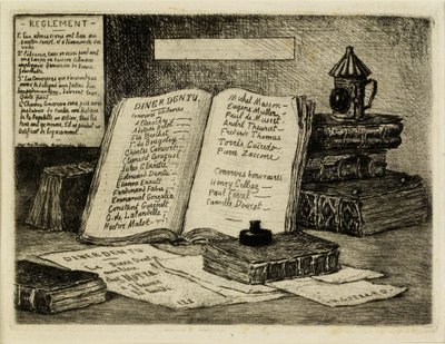 Bouquins et lanterne (كتب وفانوس) ، 1880 (النقش ، نقطة الجفاف) بواسطة هنري تشارلز جيرار