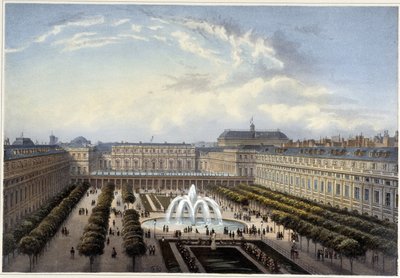 Jardin du Palais-Royal ، حوالي عام 1820 في "" مناظر لباريس "بقلم كورفوازييه 1827 بواسطة Henri Courvoisier-Voisin