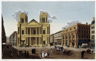 كنيسة القديس يوستاش ، حوالي عام 1820 - في "" مناظر لباريس "لكورفوازييه بواسطة Henri Courvoisier-Voisin