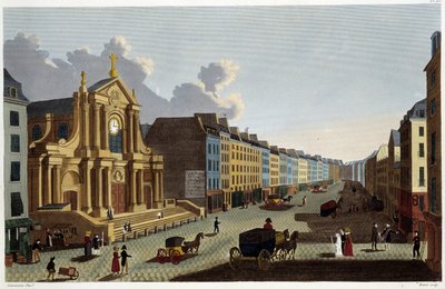 كنيسة سانت روش ، حوالي عام 1820 - في "" مناظر لباريس "لكورفوازييه بواسطة Henri Courvoisier-Voisin