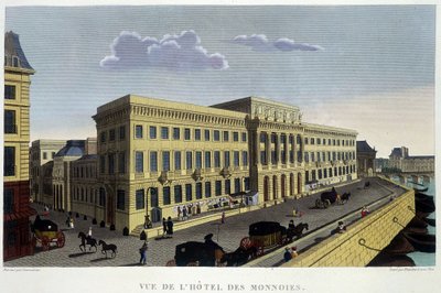 فندق Hôtel des Monnins ، حوالي عام 1820 في "" مناظر لباريس "بواسطة Courvoisier 1827 بواسطة Henri Courvoisier-Voisin