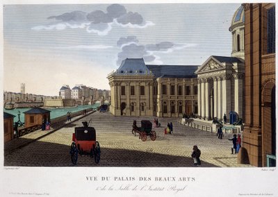 قصر ومعهد الفنون الجميلة ، حوالي عام 1820 - في "" مناظر لباريس "لكورفوازييه بواسطة Henri Courvoisier-Voisin