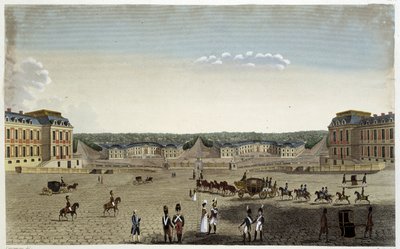 منظر لإسطبلات الملك الكبيرة والصغيرة في فرساي - في "" Vues de Paris "لـ Courvoisier بواسطة Henri Courvoisier-Voisin