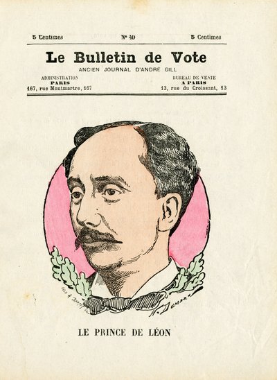 Ballot 2nd series, Satirique en Colours: Prince de Leon - Illustration by Henri Demare (1846-1888) بواسطة هنري ديماري