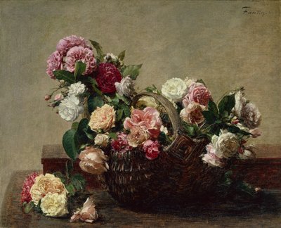 سلة الورد بواسطة Ignace Henri Jean Fantin Latour