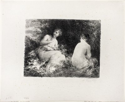 النساء الاستحمام ، ثاني لوحة متوسطة بواسطة Ignace Henri Jean Fantin Latour