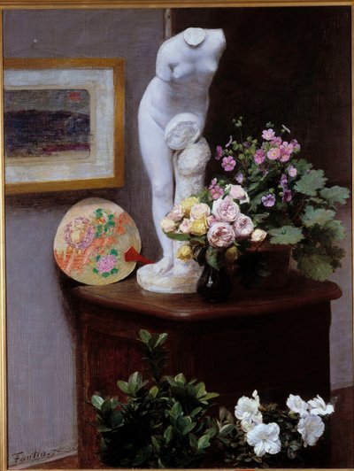 زهور وأشياء رسم هنري فانتين لاتور (فانتين لاتور بواسطة Ignace Henri Jean Fantin Latour