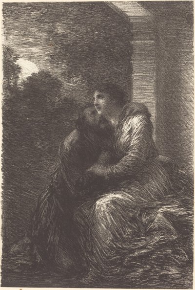 مشهد حب من الفصل الثالث من "Lohengrin" بواسطة Ignace Henri Jean Fantin Latour