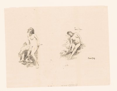 ورقة دراسة مع امرأتين عاريتين بواسطة Ignace Henri Jean Fantin-Latour