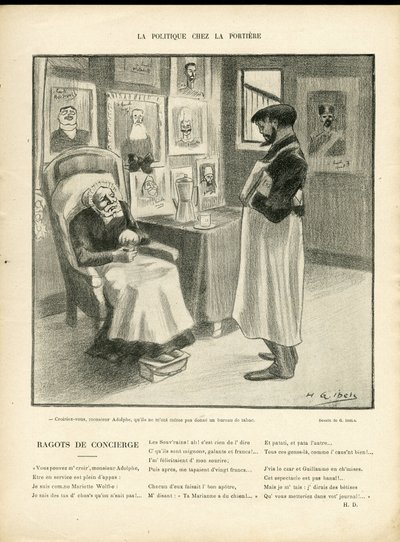 رسم توضيحي لـ H.G. Ibels (1867-1936) في Le Rire ، 08/01/10 - السياسة في Portiere - السيادات الأجنبية ، المعرّف - Loubet Emile بواسطة هنري غابرييل ابلز