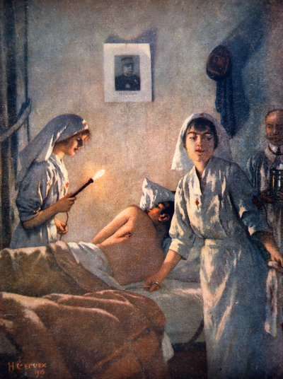 French nurses tend wounded soldiers بواسطة هنري جيرفيكس