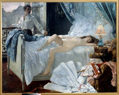 رولا. زوجان في غرفة نوم ، والمرأة نائمة عارية والرجل ينظر إليها من النافذة. رسم هنري جيرفكس (1852-1929). 1878. خافت. 1،75 × 2،20 م متحف الفنون الجميلة في بوردو - رولا. زوجان في غرفة نوم والمرأة نائمة ون بواسطة هنري جيرفيكس