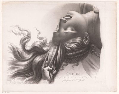 رأس امرأة شابة مع نتف شعرها Étude dessinée d