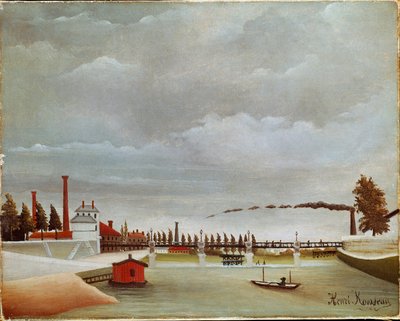 ضفاف نهر السين. منظر طبيعي لنهر السين (أو ضفة نهر السين). لوحة هنري روسو ديت لو دوانييه روسو (1844-1910) بواسطة هنري جي إف روسو