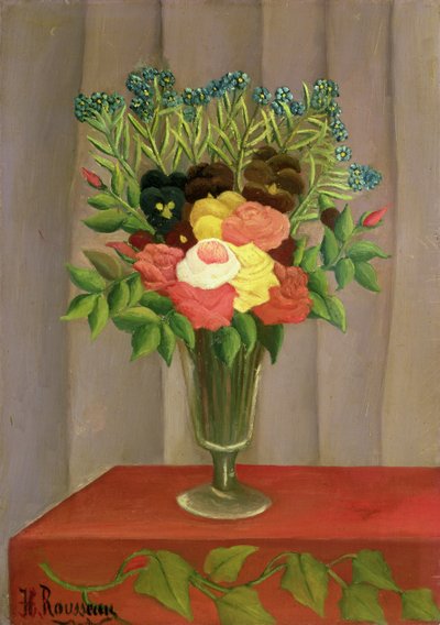 الزهور مع خلفية لافندر بواسطة Henri J.F. 1844 1910 Rousseau