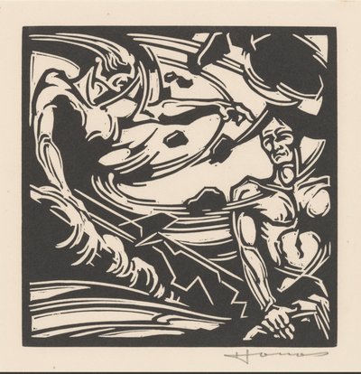 رجلان عريان في كتلة هوائية بواسطة Henri Jonas (signed by artist)